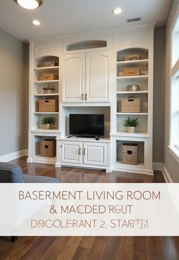 28 Basement Living Room Ideas That Feel Bright and Functional - 7. Smart Storage Solutions