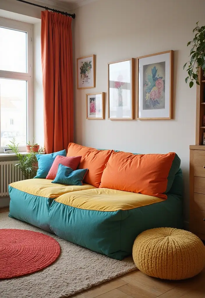 28 Couch Designs for Living Room Ideas That Combine Comfort and Style - 23. Playful Bean Bag Sofa