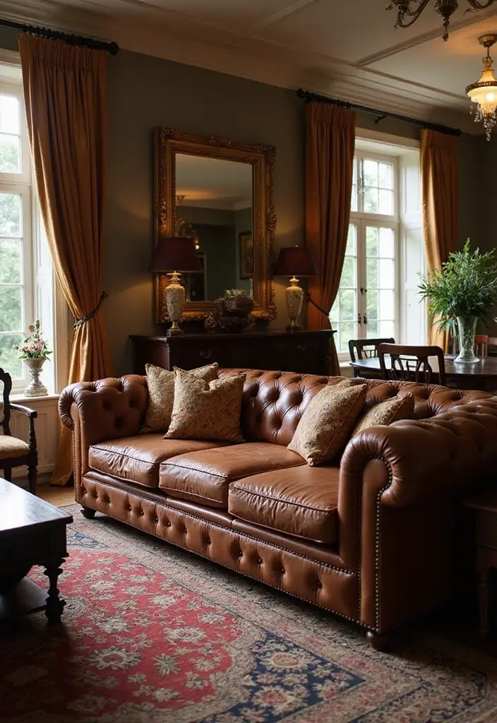 28 Couch Designs for Living Room Ideas That Combine Comfort and Style - 24. Elegant Chesterfield Sofa