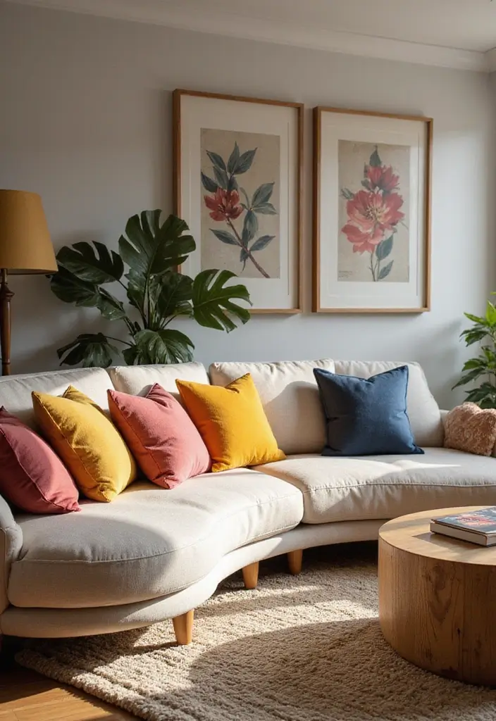 28 Couch Designs for Living Room Ideas That Combine Comfort and Style - 5. Curved Sofa for Cozy Corners