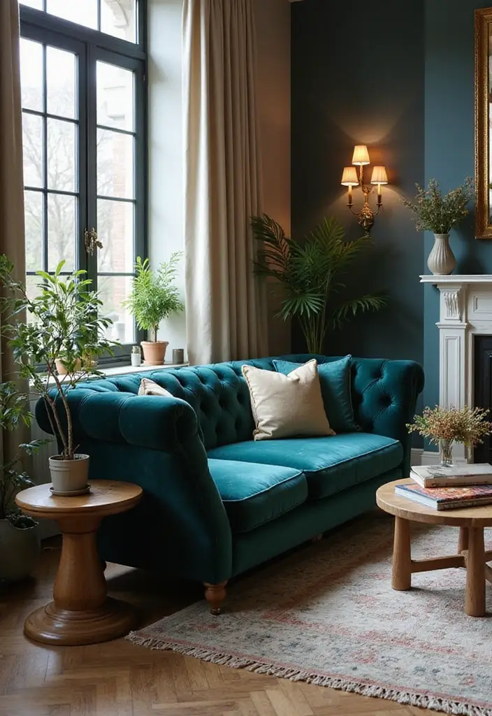 28 Couch Designs for Living Room Ideas That Combine Comfort and Style - 7. Velvet Accent Sofa