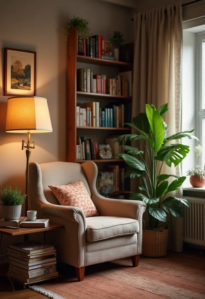 28 Family Living Room Ideas That Feel Warm and Functional - 13. A Cozy Reading Nook