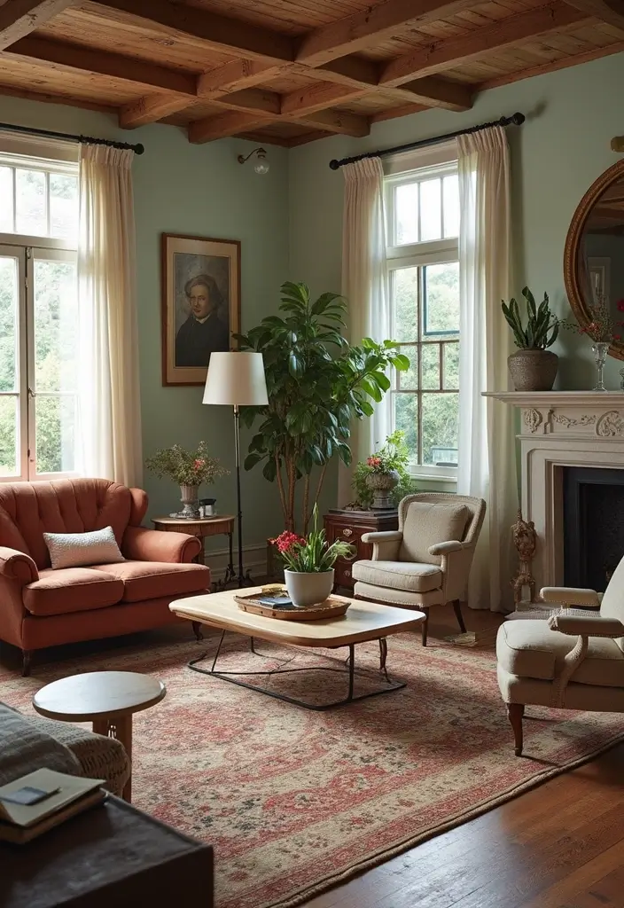 28 Family Living Room Ideas That Feel Warm and Functional - 18. Mixing Old and New Styles