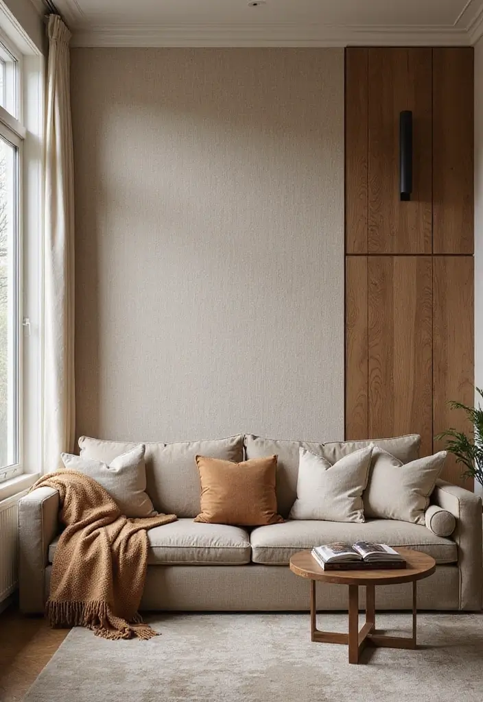 28 Family Living Room Ideas That Feel Warm and Functional - 20. Textural Wall Treatments