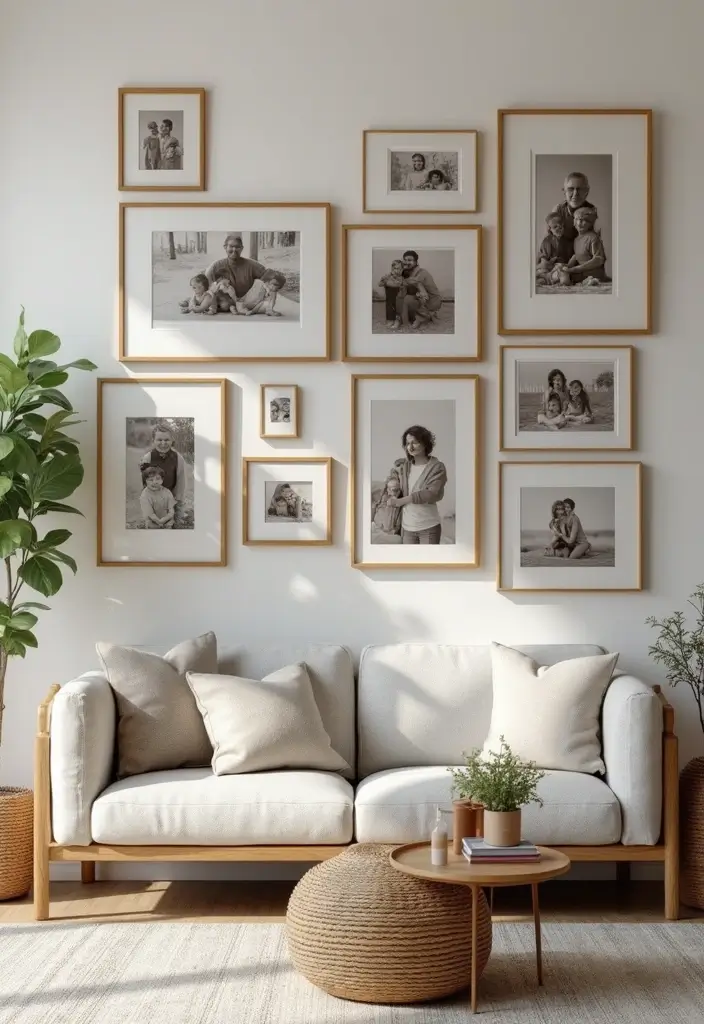 28 Family Living Room Ideas That Feel Warm and Functional - 6. Personal Touches with Family Photos