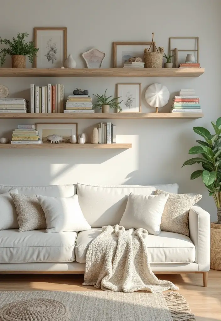 28 Florida Living Room Ideas That Feel Breezy and Coastal - 11. Open Shelving