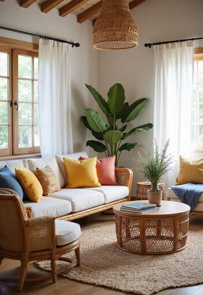 28 Florida Living Room Ideas That Feel Breezy and Coastal - 2. Rattan and Wicker Wonders
