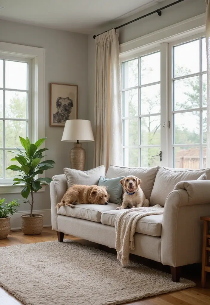 28 Florida Living Room Ideas That Feel Breezy and Coastal - 26. Pets Welcome