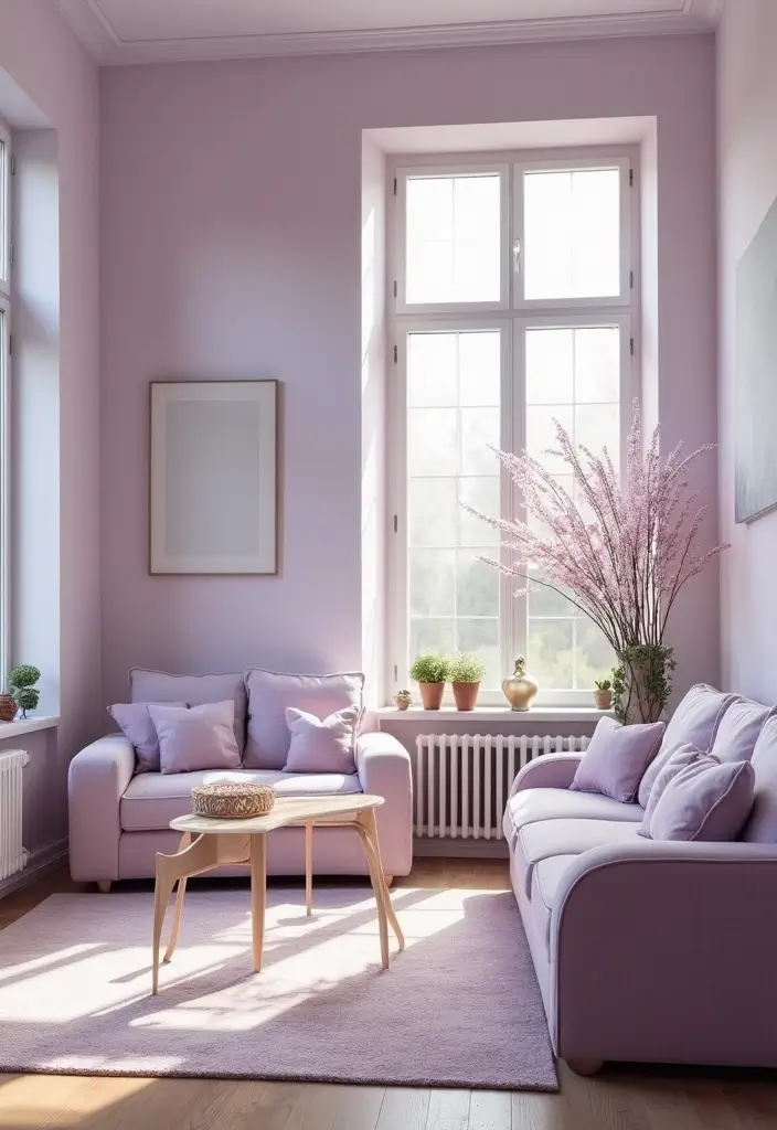 28 Lilac Living Room Ideas That Feel Soft and Elegant - 17. Bright and Breezy Lilac Spaces