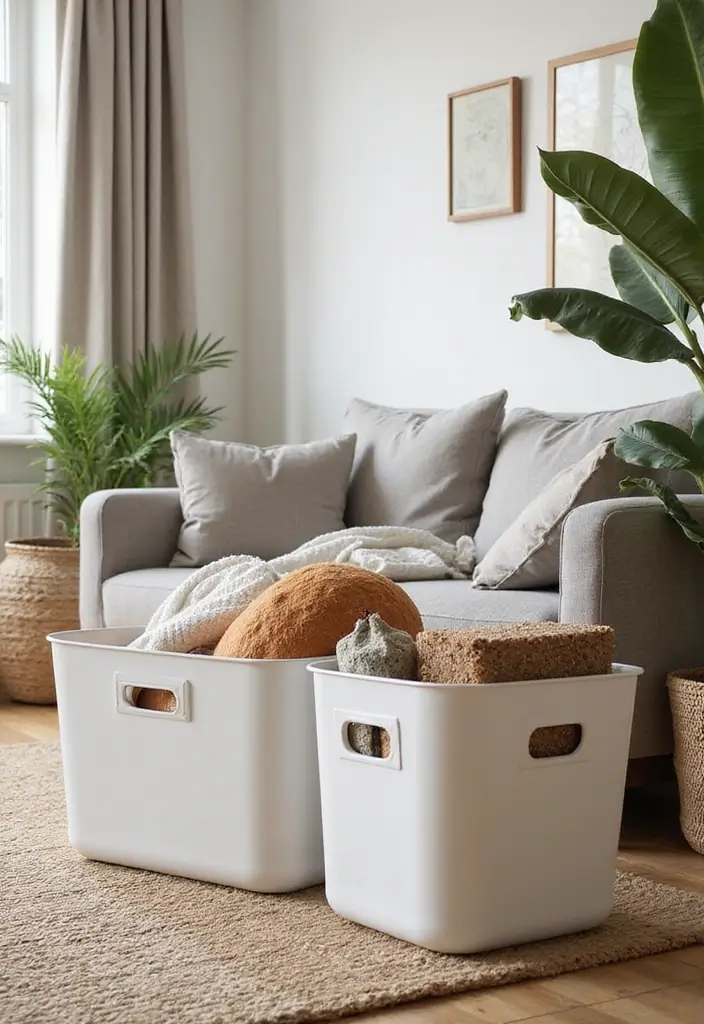 28 Living Room Essentials List for a Cozy and Functional Space - 20. Zero-Waste Storage Bins