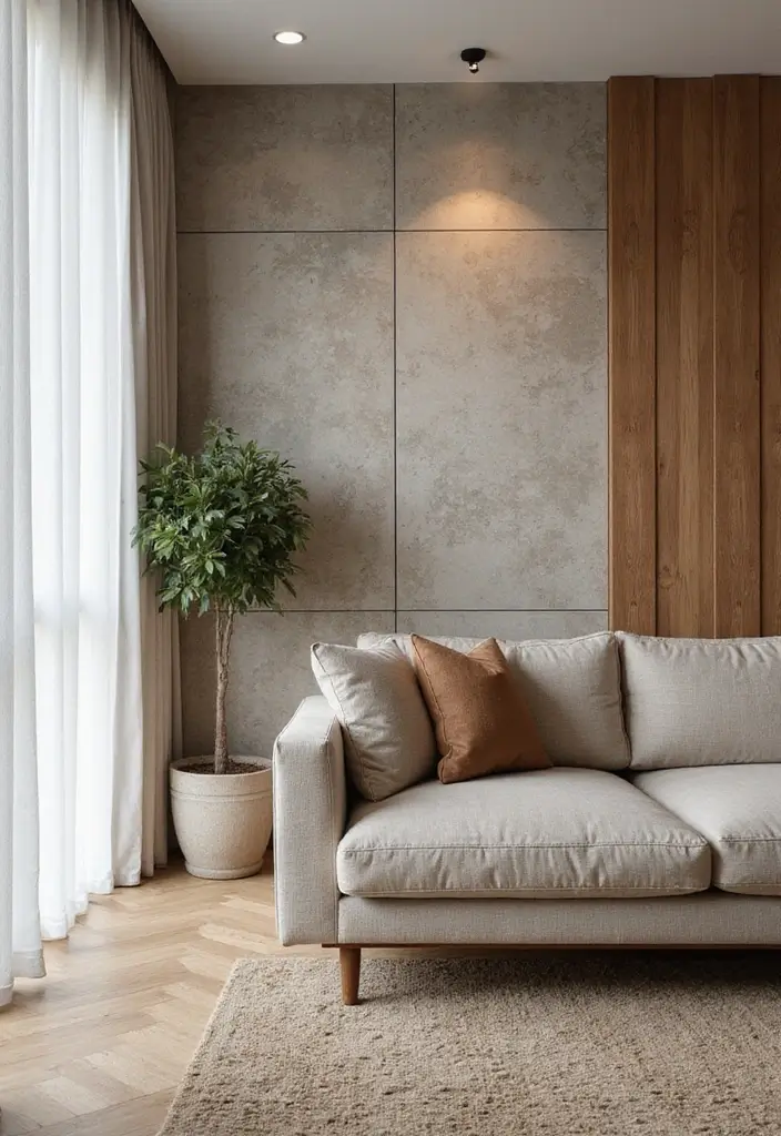 28 Living Room Plans with Dimensions Ideas That Help Maximize Layout - 19. Textured Wall Finishes (14' x 10')