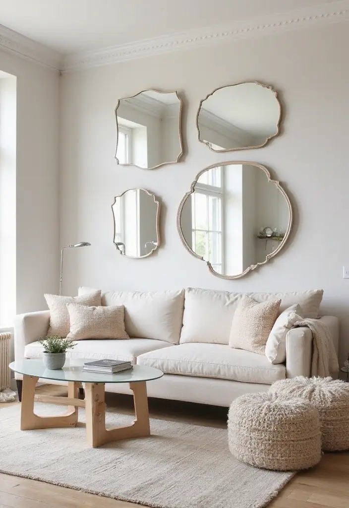 28 Living Room Plans with Dimensions Ideas That Help Maximize Layout - 7. Mirrored Walls (14' x 12')