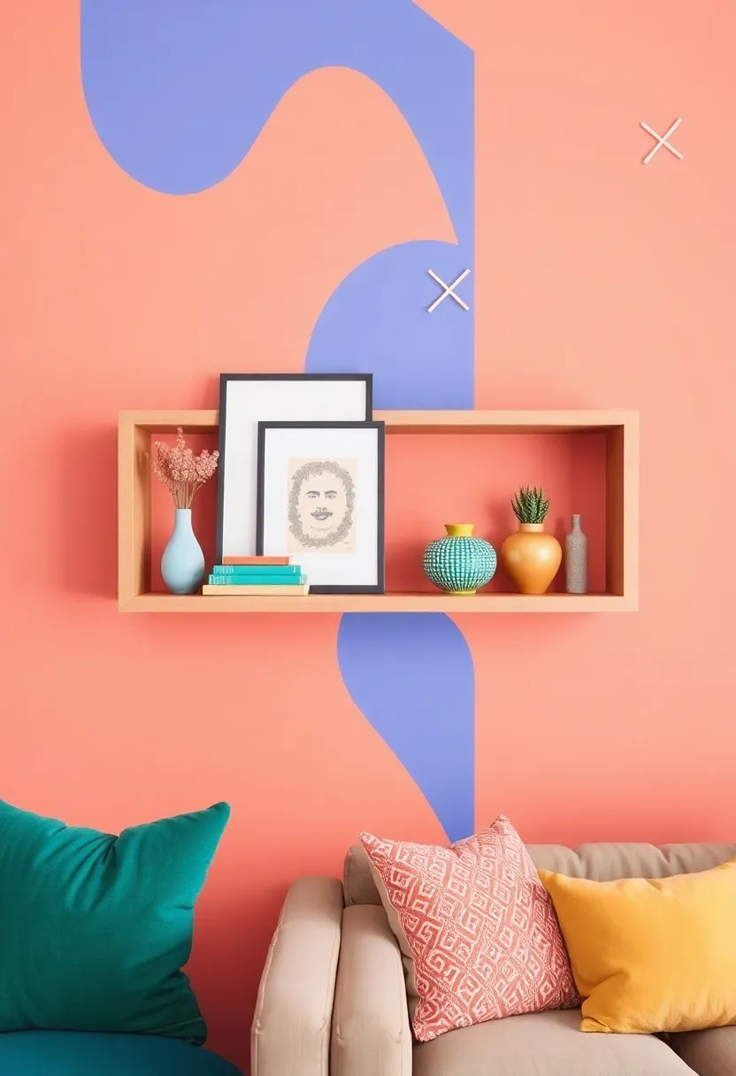 28 Living Room Shelves Decor Ideas That Add Personality and Function - 26. Bold Color-Blocked Shelves