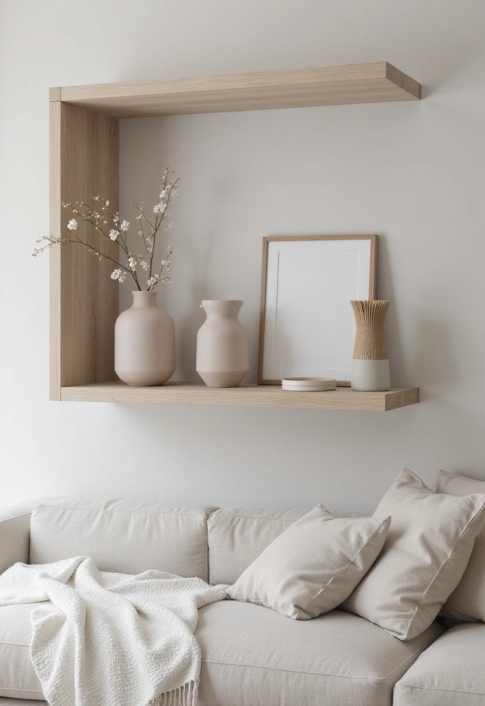 28 Living Room Shelves Decor Ideas That Add Personality and Function - 5. Minimalist Chic