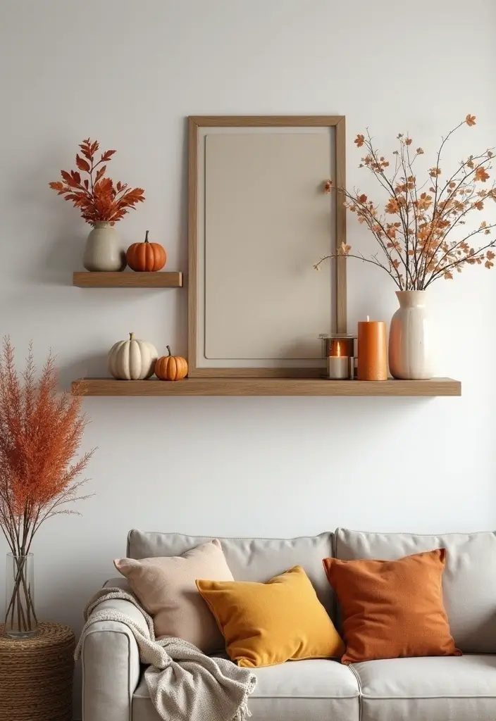 28 Living Room Shelves Decor Ideas That Add Personality and Function - 7. Seasonal Decor Swaps