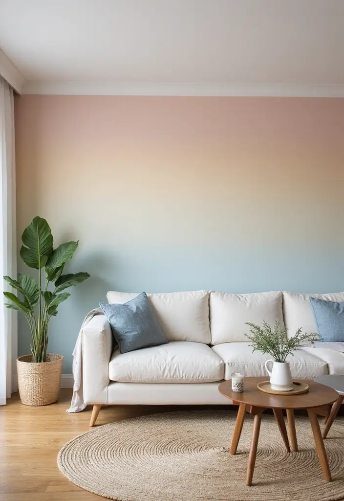 28 Living Room Wallpaper Ideas Modern Looks That Transform Walls - 17. The Power of Color: Ombre Effects