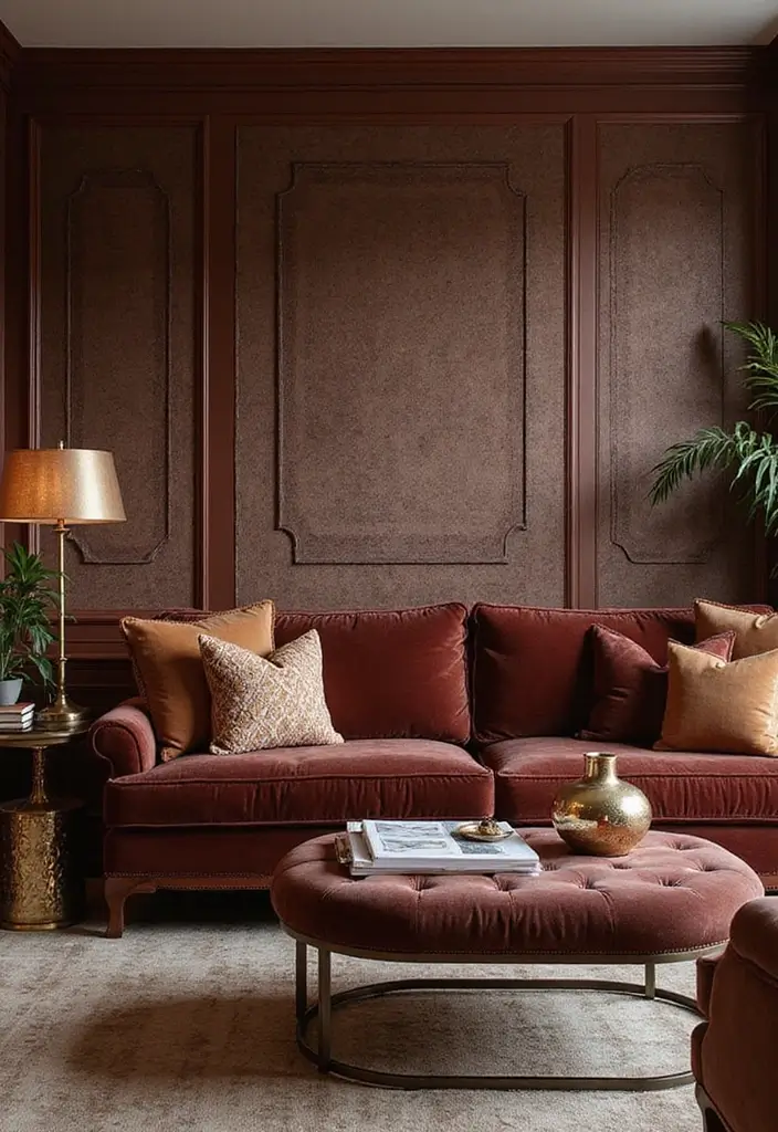 28 Living Room Wallpaper Ideas Modern Looks That Transform Walls - 22. Glamorous Touch: Velvet Texture Wallpaper