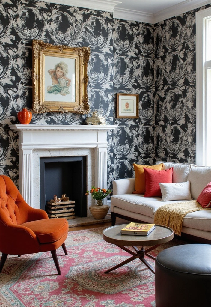 28 Living Room Wallpaper Ideas Modern Looks That Transform Walls - 5. Monochrome Magic: Black and White Designs