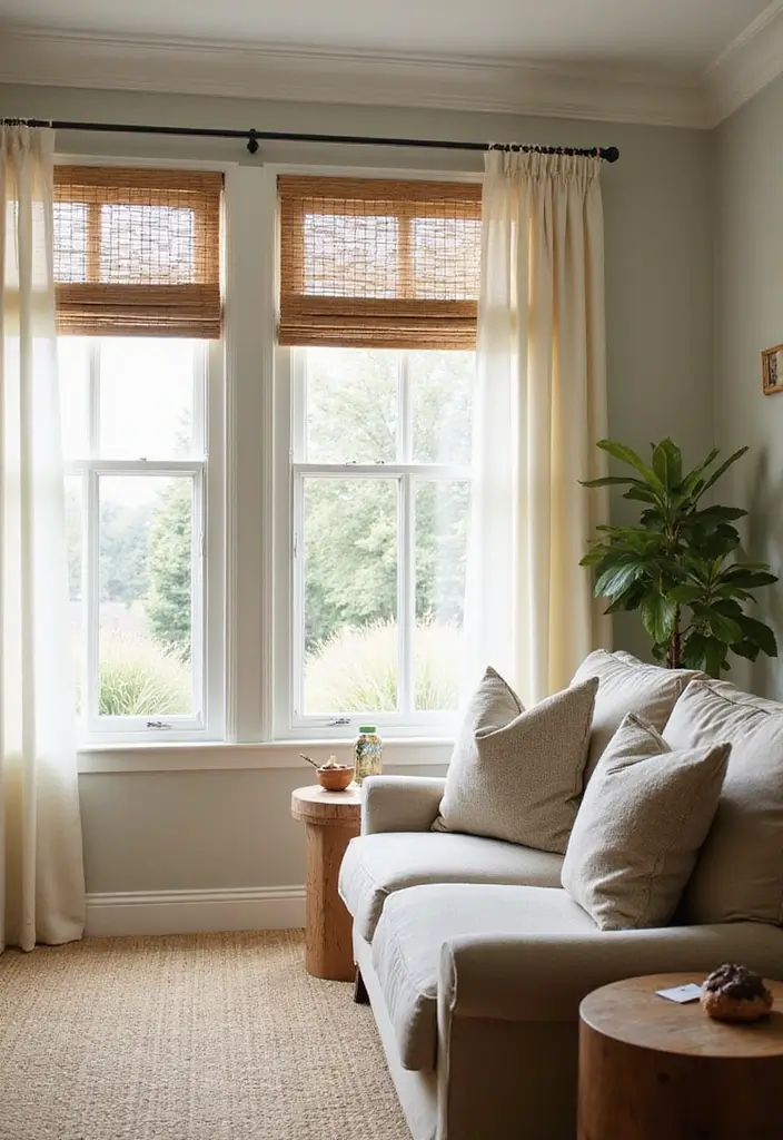 28 Living Room With Lots of Windows Ideas That Feel Airy and Open - 11. Eco-Friendly Window Treatments