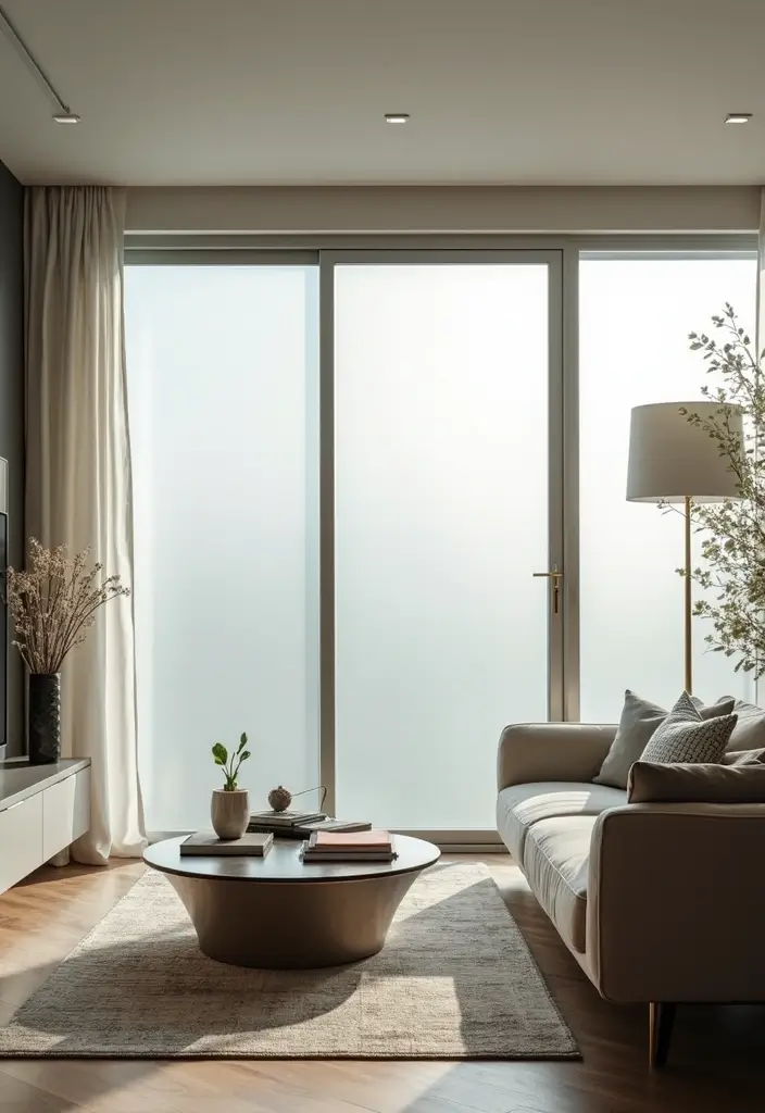 28 Living Room With Lots of Windows Ideas That Feel Airy and Open - 16. Window Film for Privacy
