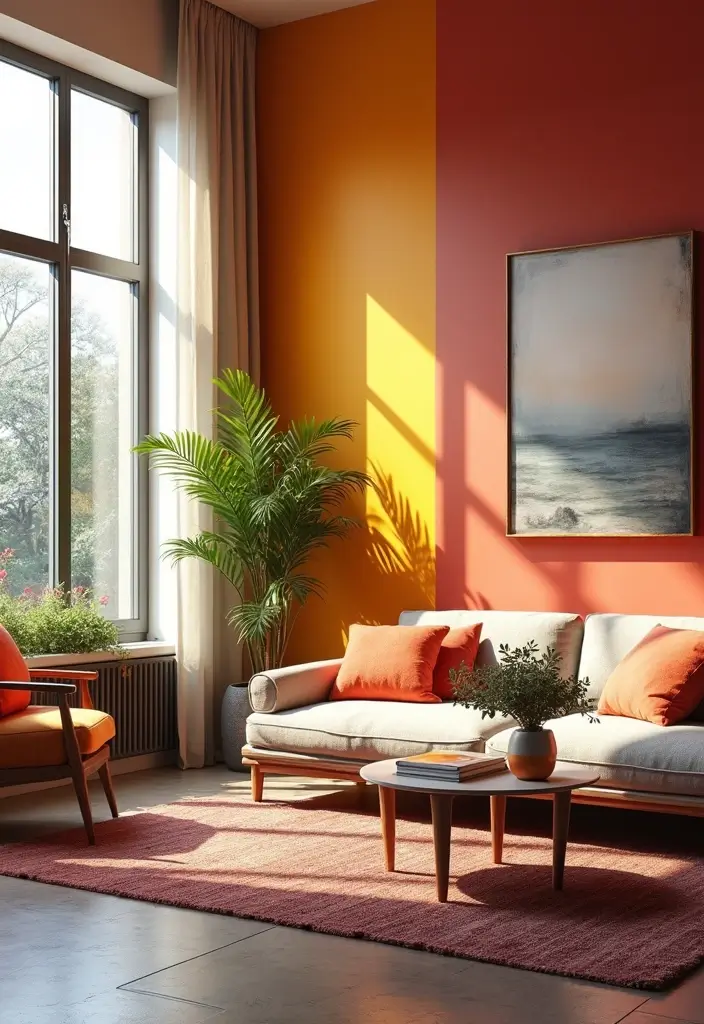 28 Living Room With Lots of Windows Ideas That Feel Airy and Open - 18. Colorful Accent Walls