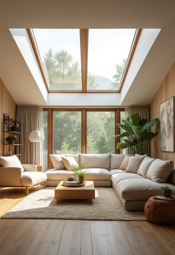 28 Living Room With Lots of Windows Ideas That Feel Airy and Open - 3. Skylights for Extra Light