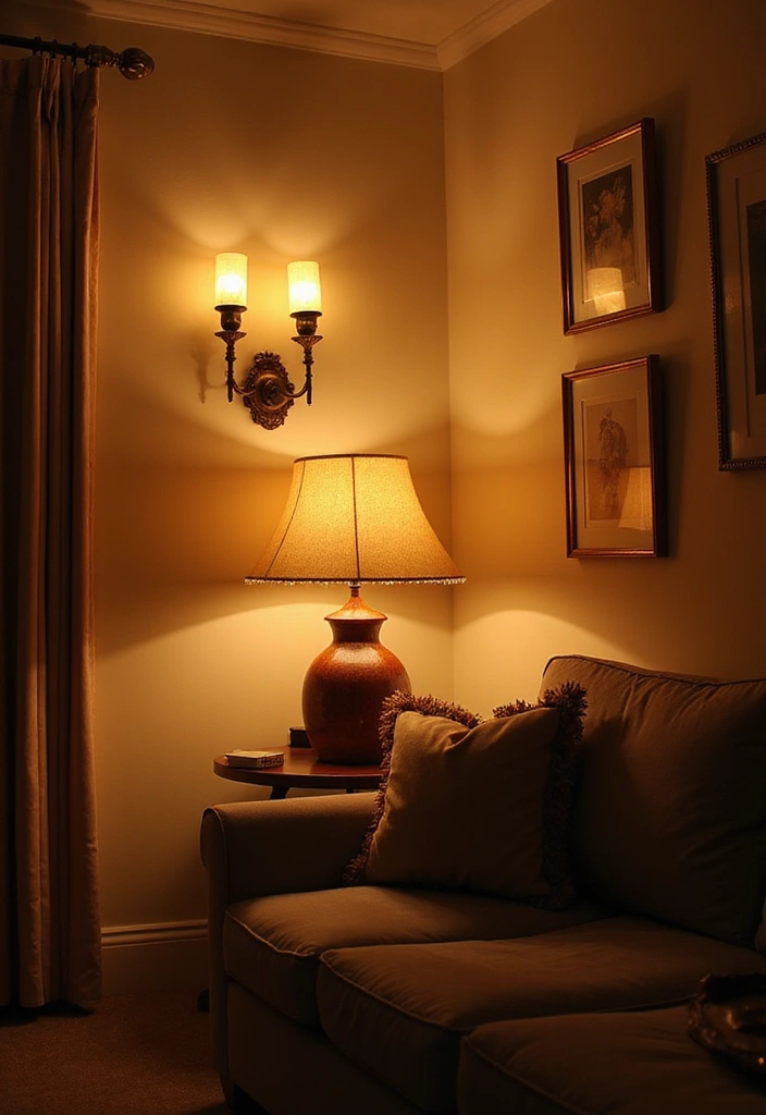 28 Neutral Living Room Decor Earth Tones That Feel Calm and Balanced - 10. Layered Lighting