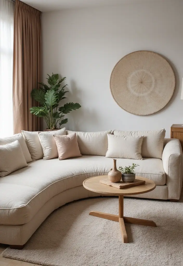 28 Neutral Living Room Decor Earth Tones That Feel Calm and Balanced - 12. Soft Curves and Shapes
