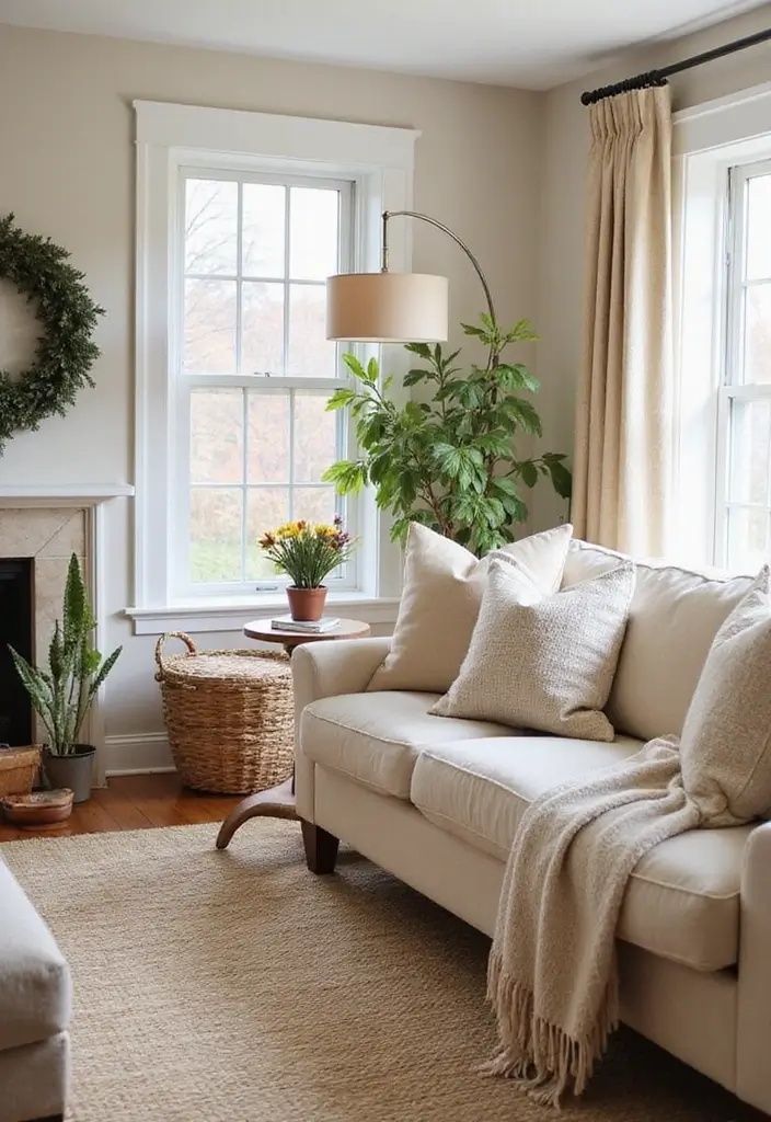 28 Neutral Living Room Decor Earth Tones That Feel Calm and Balanced - 25. Seasonal Decor Changes