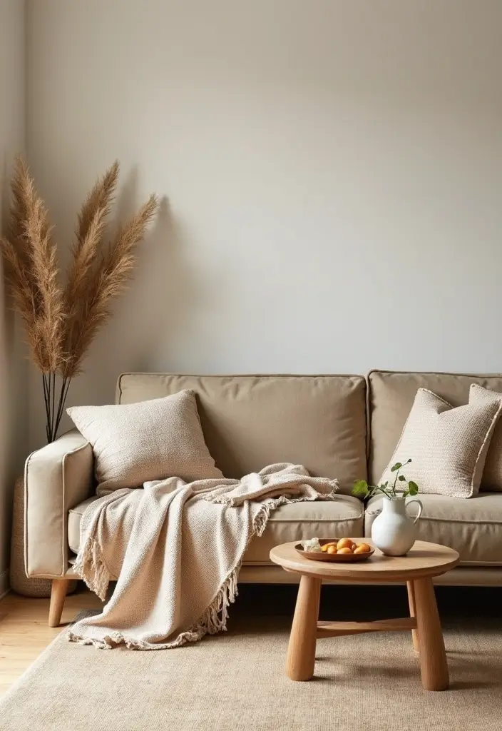 28 Neutral Living Room Decor Earth Tones That Feel Calm and Balanced - 27. Eco-Conscious Fabrics