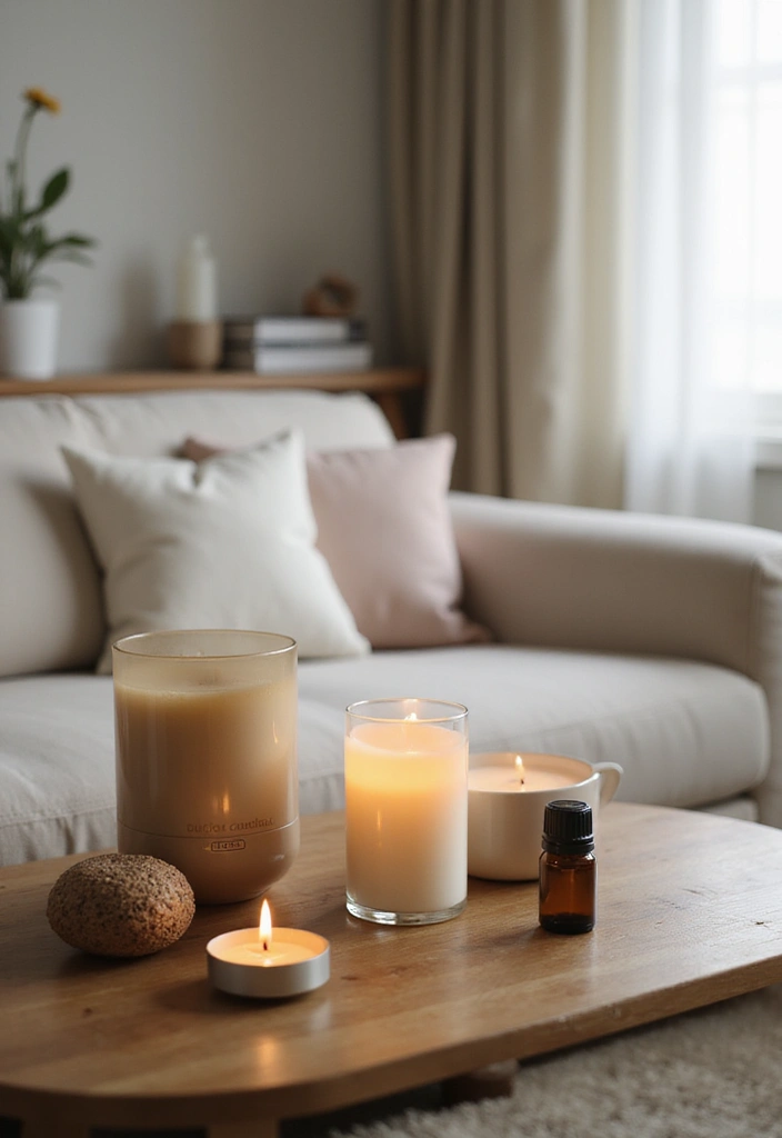 28 Neutral Living Room Decor Earth Tones That Feel Calm and Balanced - 28. Calming Scents