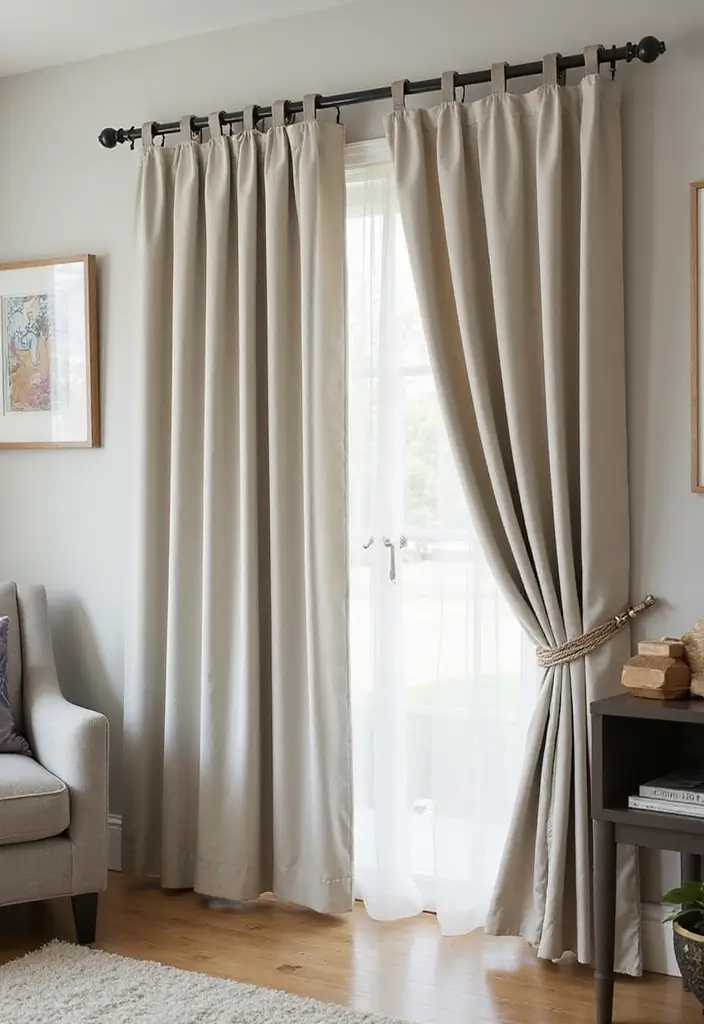 28 Sliding Door Curtains Living Room Ideas That Save Space Beautifully - 23. Curtain Clips for Customization