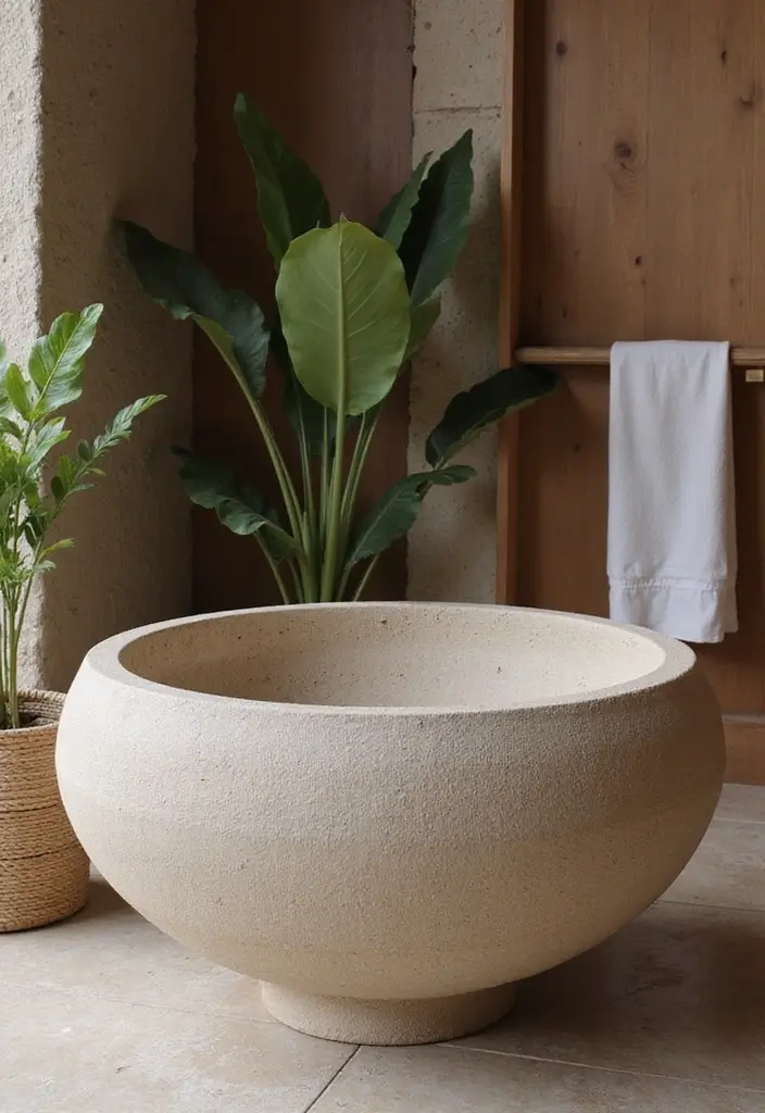 28 Wash Basin Ideas in Living Room Indian Homes That Blend Function and Design - 19. Artistic Stone Basin