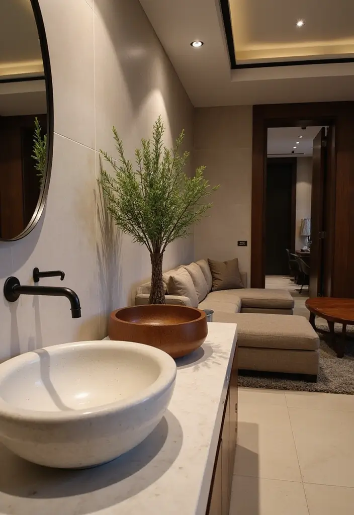 28 Wash Basin Ideas in Living Room Indian Homes That Blend Function and Design - 28. Contemporary Two-Tone Basin