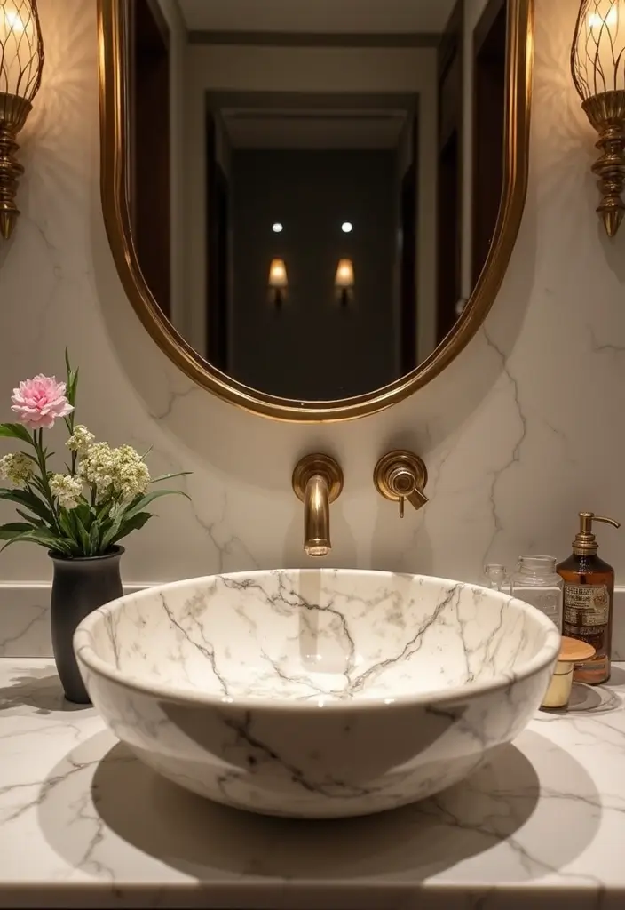 28 Wash Basin Ideas in Living Room Indian Homes That Blend Function and Design - 3. Elegant Marble Basin