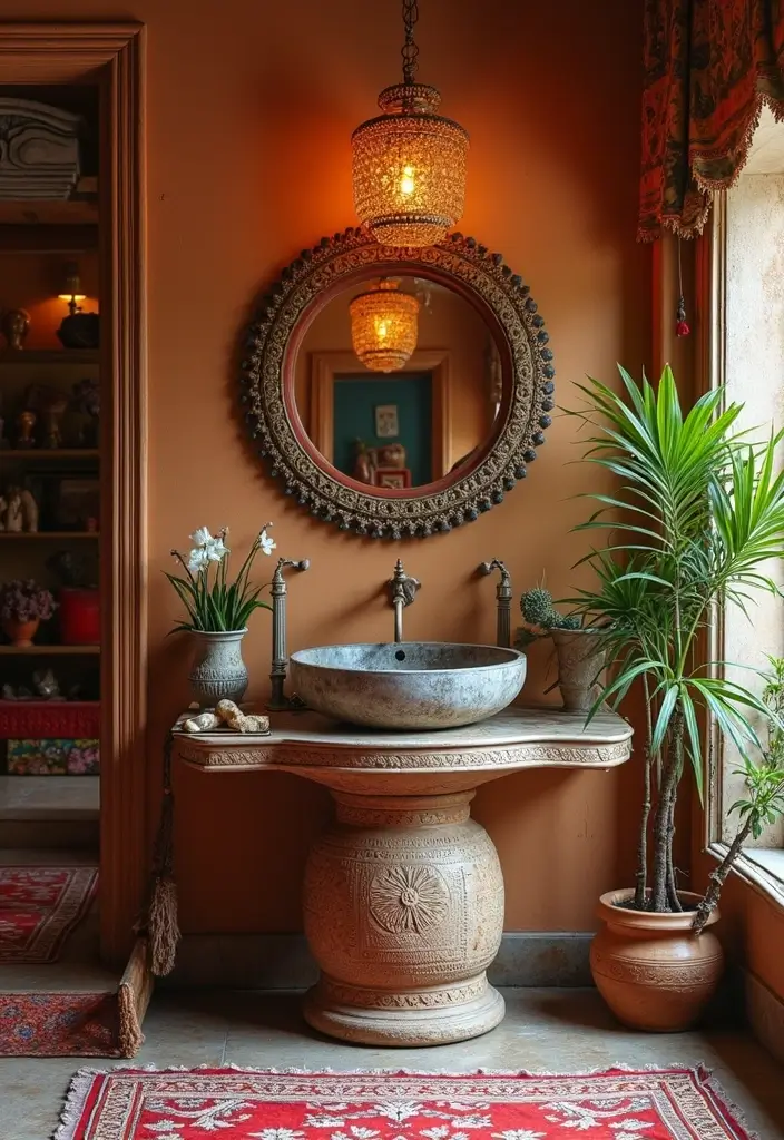28 Wash Basin Ideas in Living Room Indian Homes That Blend Function and Design - 4. Decorative Floor-Standing Basin
