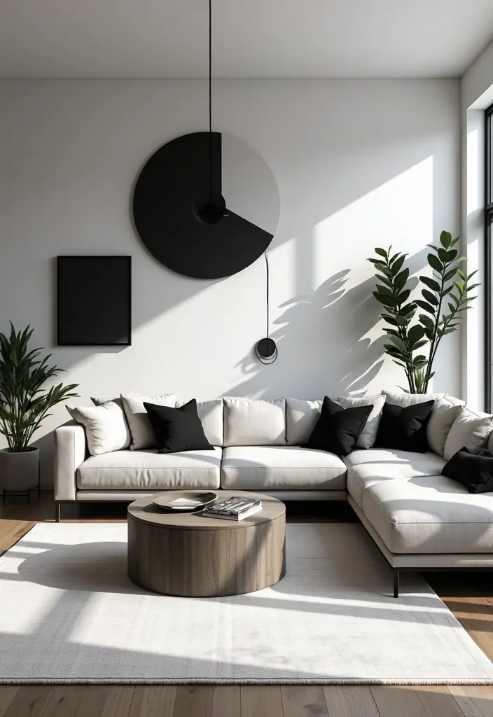 28 White Black Living Room Ideas That Feel Sleek and Sophisticated - 1. Bold Geometric Patterns