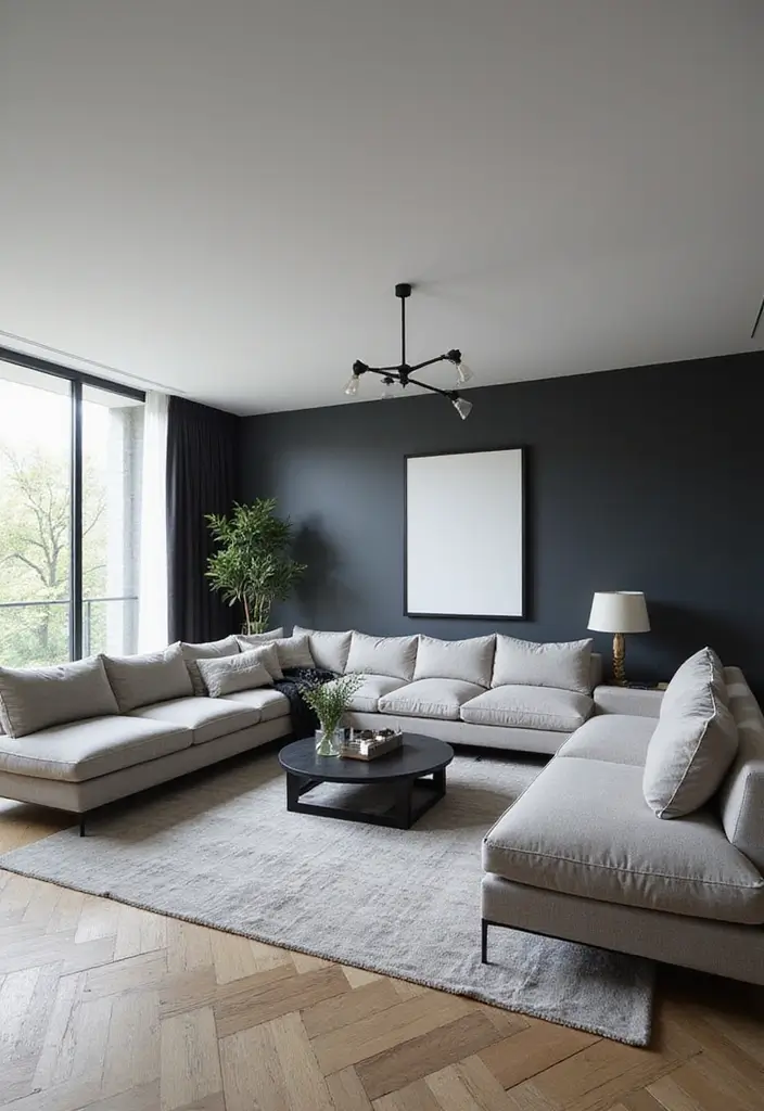 28 White Black Living Room Ideas That Feel Sleek and Sophisticated - 19. Floating Furniture