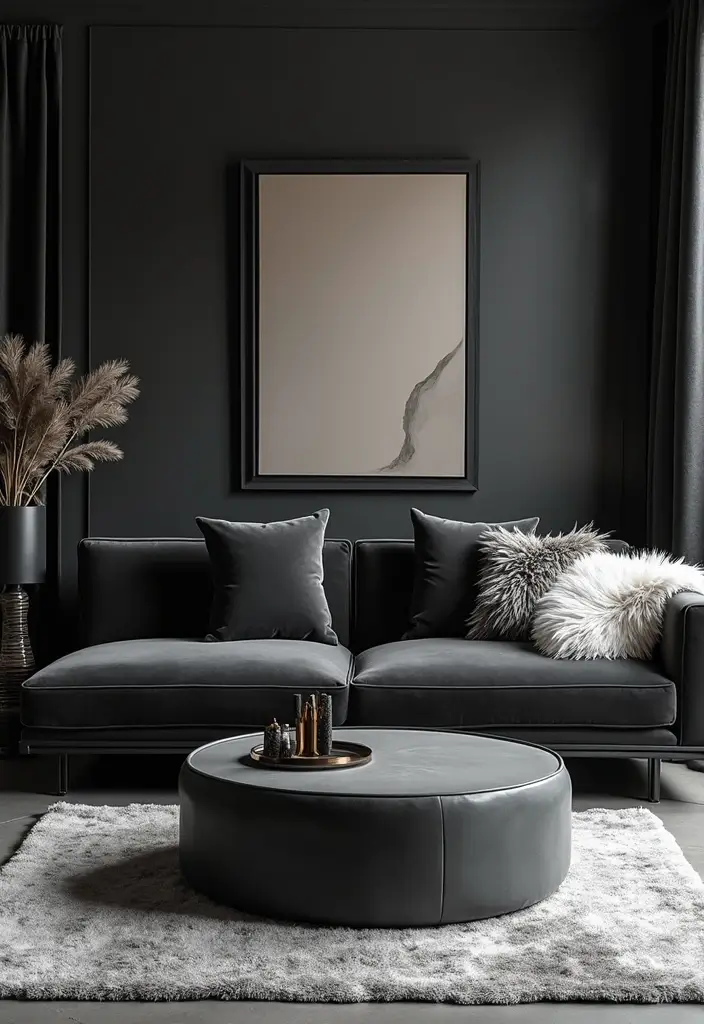 28 White Black Living Room Ideas That Feel Sleek and Sophisticated - 2. Luxurious Textures