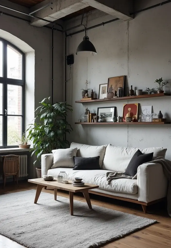 28 White Black Living Room Ideas That Feel Sleek and Sophisticated - 5. Industrial Chic