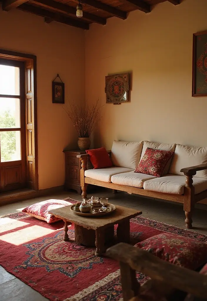 28 Wooden Sofas Ideas Living Room Indian Styles That Feel Warm and Traditional - 10. Low Seating Wooden Sofa