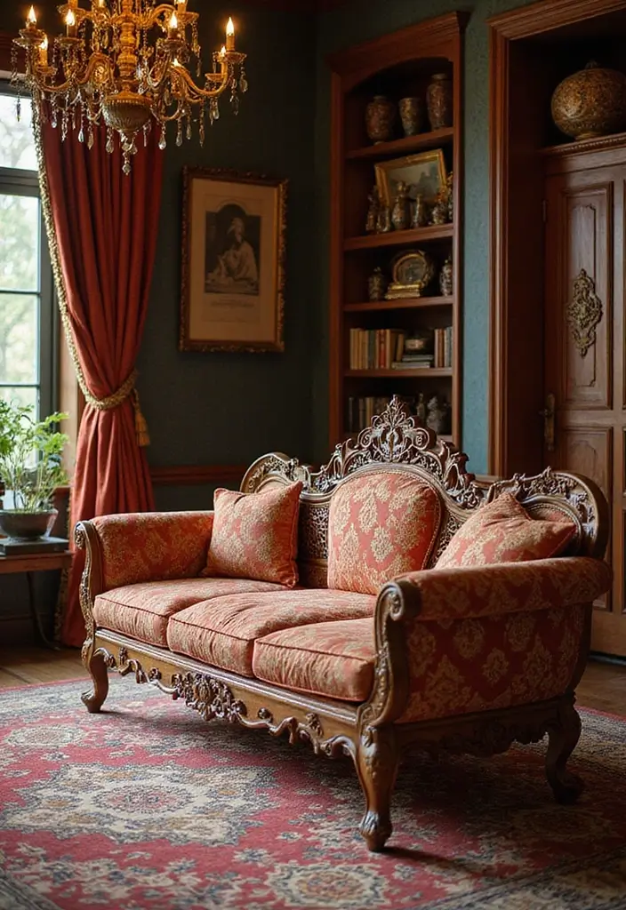 28 Wooden Sofas Ideas Living Room Indian Styles That Feel Warm and Traditional - 20. Eastern Influenced Sofa