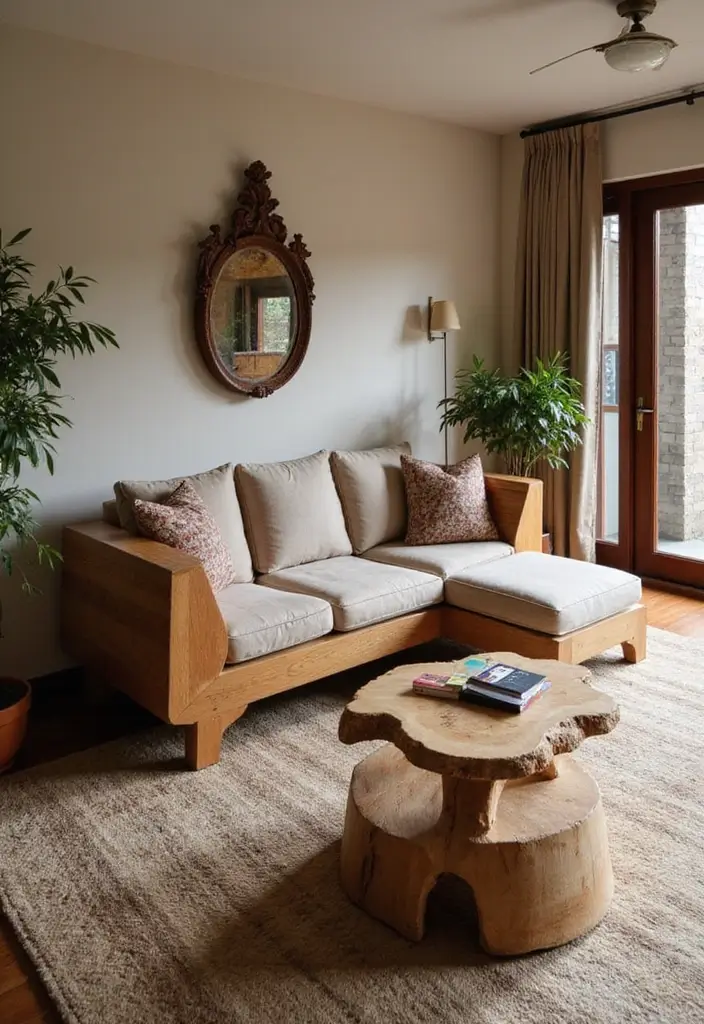 28 Wooden Sofas Ideas Living Room Indian Styles That Feel Warm and Traditional - 23. Custom-Made Wooden Sofa