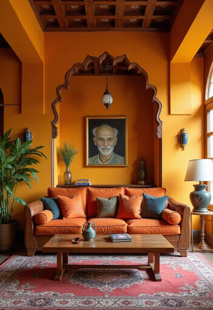 28 Wooden Sofas Ideas Living Room Indian Styles That Feel Warm and Traditional - 27. Sofa with Art Deco Influences