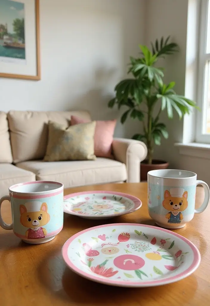 29 Animal Crossing Living Room Ideas That Feel Cute and Cozy - 14. Character-Inspired Tableware