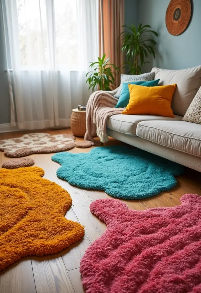 29 Animal Crossing Living Room Ideas That Feel Cute and Cozy - 16. Playful Throw Rugs