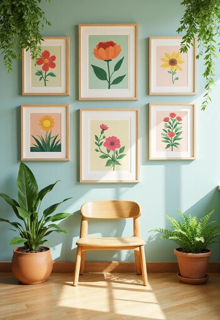 29 Animal Crossing Living Room Ideas That Feel Cute and Cozy - 2. Nature-Inspired Wall Art