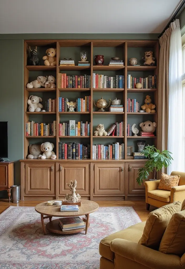 29 Animal Crossing Living Room Ideas That Feel Cute and Cozy - 26. Decorative Bookshelves