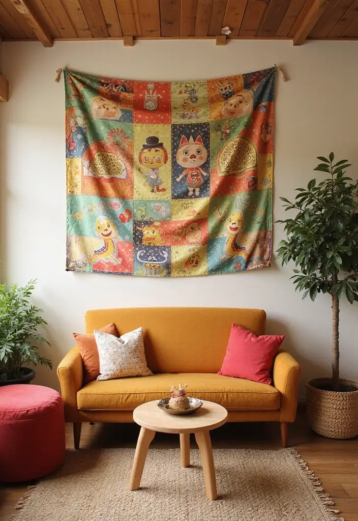 29 Animal Crossing Living Room Ideas That Feel Cute and Cozy - 29. Memorable Wall Tapestries