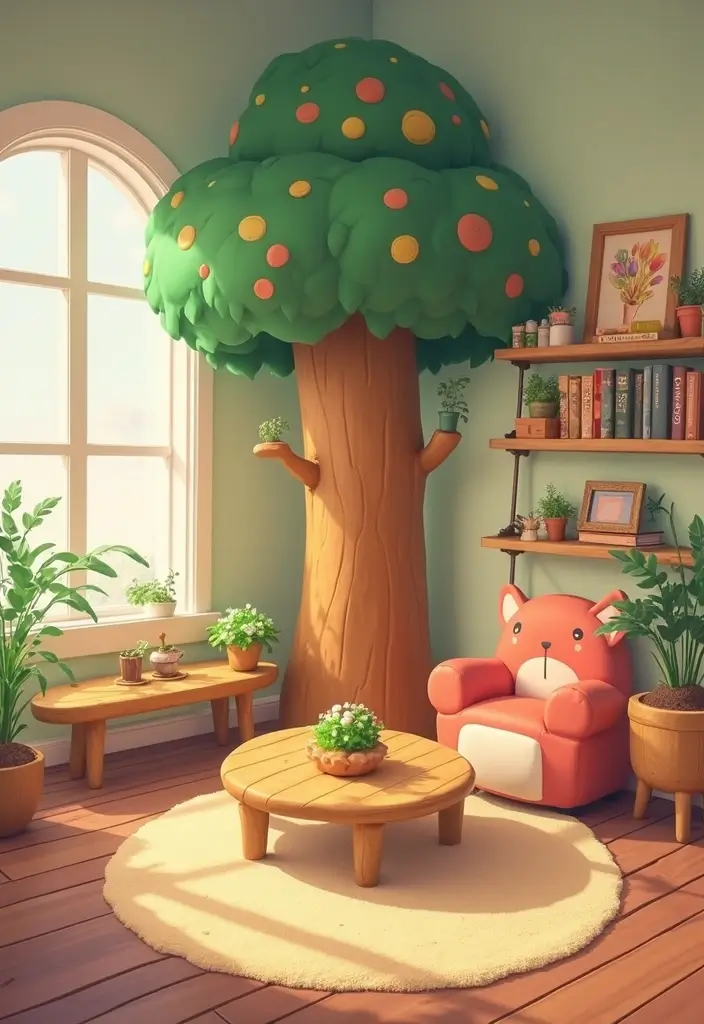29 Animal Crossing Living Room Ideas That Feel Cute and Cozy - 3. Quirky Animal Crossing Furniture